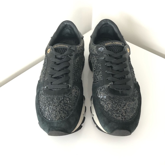 Dolce & Gabbana glittered black suede sneakers - Picture 5 of 6